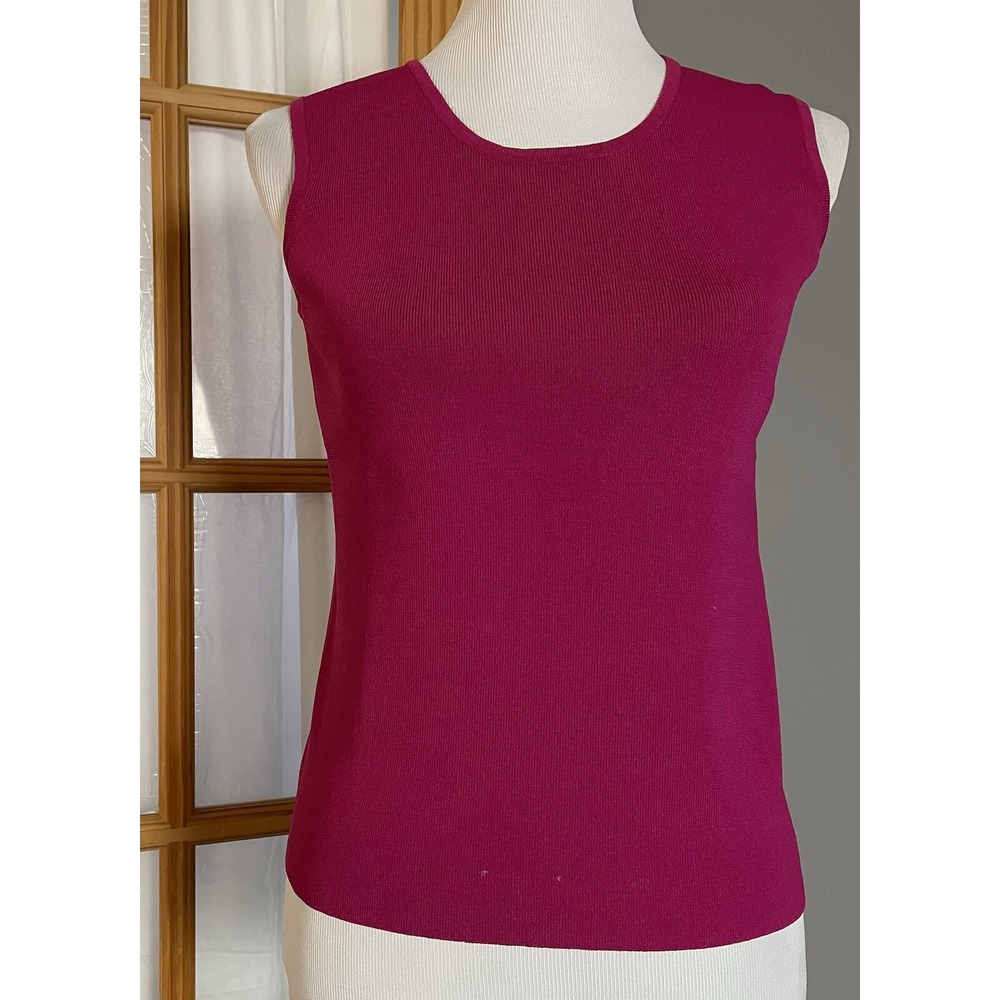 Lot Of 2 Tank Tops Womens Sz S Fuchsia Knit Green Chiffon Casual Career Classic - Picture 2 of 16